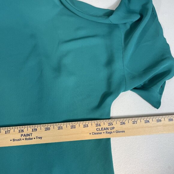 J Jill Wearever Blouse Womens Size PL Blue Green Polyester Lined Wide Sleeve - Picture 7 of 11